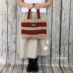 再販🌻あかいろ の 麻ボーダー バッグ