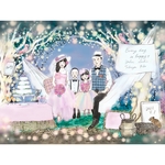 似顔絵　ウェルカムボード　フルオーダー　手描き　水彩　ナチュラル　A3サイズ　家族　記念日　結婚式　教会　おしゃれ