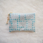 ★One side all skeleton mini pouch　 リバティ　スリーピングローズ　ソーダブルー　13×9㎝　◆カードケース　小物入れ　パスケースに