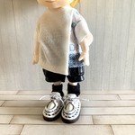 ねんどろいどどーる/オビツ11  オフ白×英字A アシメTシャツ