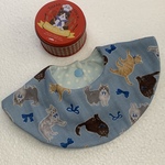 【送料無料】まんまるスタイ♪猫とリボン♪ブルー