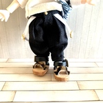 ねんどろいどどーる/オビツ11兼用　サスペンダー風サルエルパンツ　ブラック×ゴールド金具