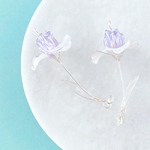 Web限定 あやめ Iris シルバー 紫 白 バイカラー イヤリング ピアス ワイヤー ディップアート
