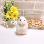 背中ラインあり*パールホワイト*ジャンガリアンハムスター<羊毛フェルト> 