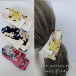 花柄シフォンリボンのバナナクリップ