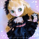 黒ドットネコちゃんのドレスෆ̈4点セット　ブライス