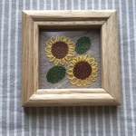 ひまわりの刺繍ミニ額