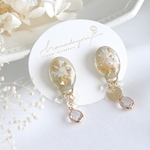 jewel flower耳飾り　カーキ❁︎ピアス　イヤリング