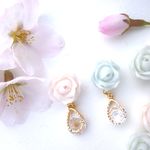 パステルローズとドロップジルコニアのピアス・イヤリング