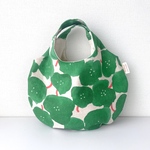 ぺったんこまるbag  フラワー　グリーン