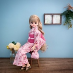 リカちゃん服 浴衣 【紅薔薇×珊瑚珠兵児帯】リカちゃん着物