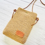 スマホショルダー♪ALOHAラフィア・モンステラ　【スマホポシェット　スマホショルダーバッグ　スマホポーチ　サコッシュ　かごバッグ】