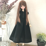 フリル袖ワンピース【ブラック】ドール服　リカちゃん　ブライス　ナチュラルワンピース