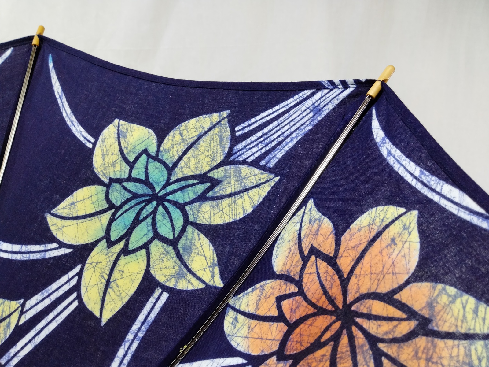 ハンドメイド　着物リメイク　日傘 着物リメイク日傘＊ろうけつ染の浴衣から作った日傘, Kimono