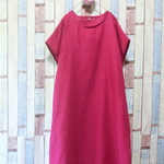 Ｗガーゼ ふんわり半袖ワンピース ローズレッド