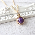 Gold Vermeil  チャロアイト クラウンベゼル ネックレスチャーム(6mm)