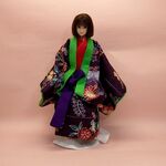 1/6ドール服★27～29cm　琉装　濃紫花鳥紅型・赤内衣