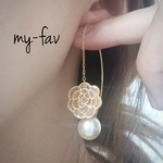 フラワー💠とパールのアメリカンピアス✨