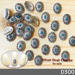 ネイル パーツ コンチョ シルバー オーバル (大) 8個 (D300)