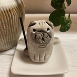 陶芸作品　パグ犬のお香立て♡