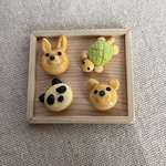 ミニチュアパン　動物4匹　ウサギ•くま•かめ•パンダ　