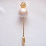 コットンパールのハットピン(大)　White（gold）