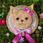 ねこ麦わらミニハットサックス×ピンク