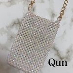 オーロラビーズのスマホショルダー（ホワイト）