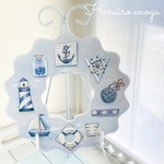 トールペイント　夏リース　ヨット　灯台　貝殻　サマー