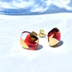 ガラスの金彩カボションピアス