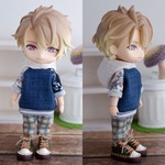 パッチワークパーカーとパンツのセット（オフホワイトギンガム柄）（ねんどろいどどーるオビツ11ボディ共有サイズ）