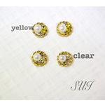 星屑集め  パールとビジューの小さなピアス【yellow】