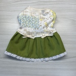 【SALE】SSサイズ★パッチワーク柄ワンピース（リーフグリーン・裾フリル）