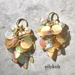 2個/オーロラ×ゴールドベージュじゃらじゃらスパンコールチャーム MCH105