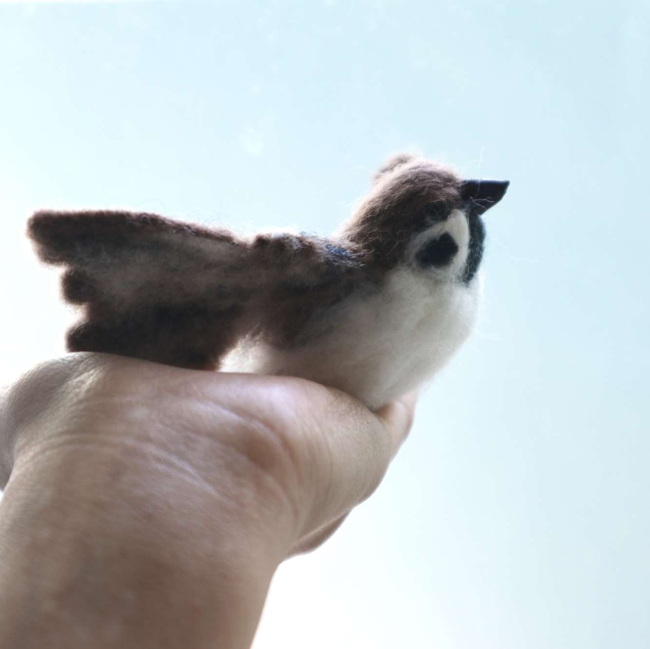 スズメ】飛翔＊羽ばたくスズメちゃん /雀 すずめ 野鳥 鳥 小鳥 羊毛