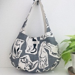 【受注製作】　ねこ×チェック　ワンハンドルバッグ　