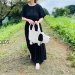 SIOCO・8号帆布 ・ドッグ帆布トートバッグ 《JOHNジョン》耳ブラックタイプ・動物立体帆布バッグ 犬バッグ　dogBag 帆布トート　ワンコ　犬　帆布バッグ　オリジナルトートバッグ　