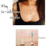 14K 3way bar×shell turquoise cross necklace