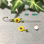 期間限定 お値下!  ¥3,780→¥3,280(紫外線で色が変わる)小さな向日葵 イヤーラップクローラーピアスセット/イヤリングセット ✩ノンホールピアス✩サージカルステンレス