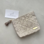 embroidery pouch M /インド刺繍リボンのマチ付きポーチ