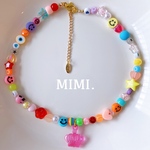 【再々販♡】カラフルビーズネックレス👑ビーズチョーカー🌈クラウンチャーム🌼/MIMI.