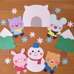 冬　動物　壁面　雪だるま　かまくら