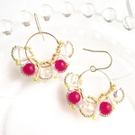 Scalloped collar earrings （クリア×ピンク）ピアス/イヤリング