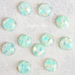 10個♡カボションセット  アクアブルー　リーフ