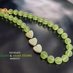 NC240-11クリソプレーズHEART+Glass Lime asymmetry*天然石ネックレス　*送料無料*