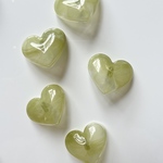 【4pcs yellow green #16-10】marble heart ヘアゴムパーツ