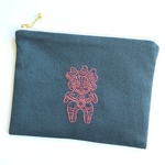 刺繍 フラットポーチ 縄文どきっどぐー