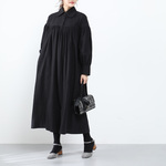 16色展開　コットンリネン　ふんわり　キャザー　ゆったり　ロングシャツワンピース　♪オーダーサイズ可