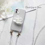 雲（曇り空） 2種類から選べる グリップ クリア & スマホショルダー パールビーズチェーン ♥ iphoneケース クリアチェーン