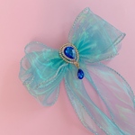 スカイブルー　オーガンジー　ヘアクリップ♡ ハンドメイド　リボン　ビッグリボン